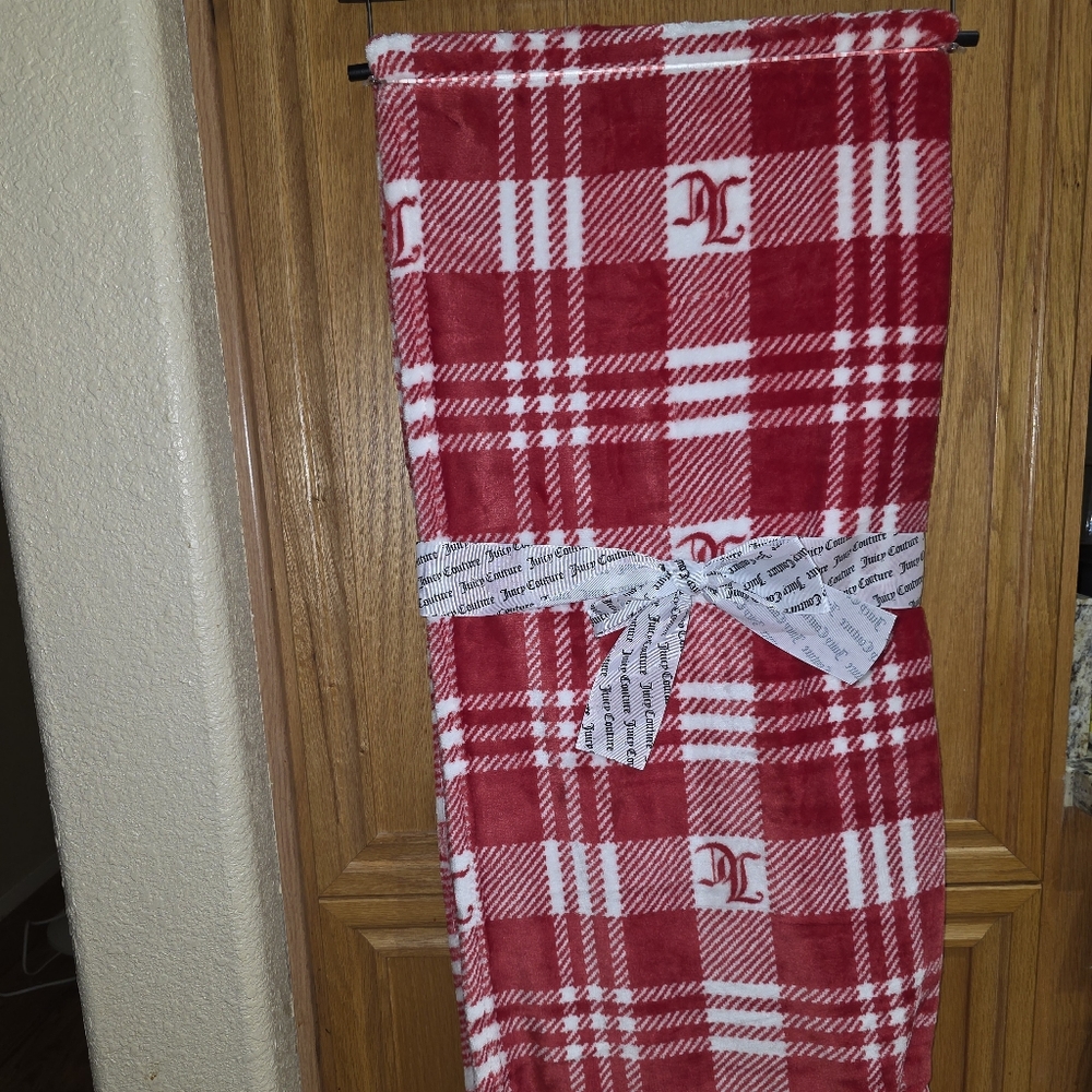 Juicy Couture Red and White Plaid Throw
